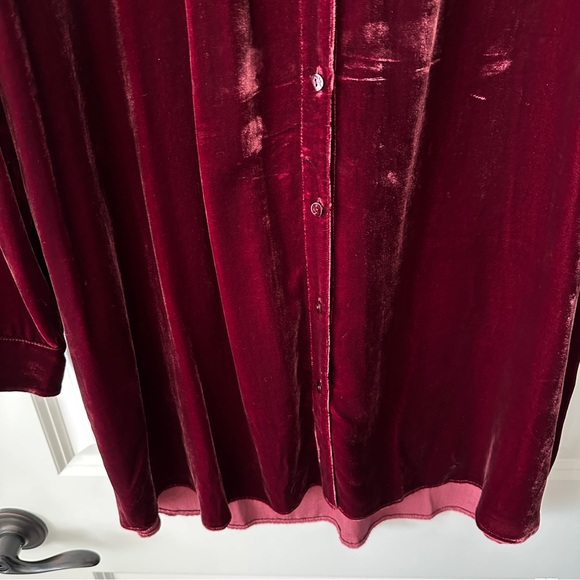 Eileen Fisher Red Velvet Tunic Blouse - Size - Large - Picture 7 of 8